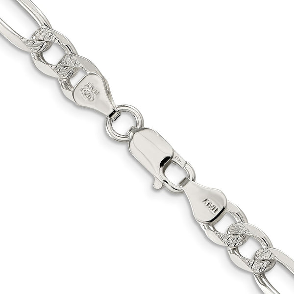 Sterling Silver 7.0mm PavÃ© Flat Figaro Chain
