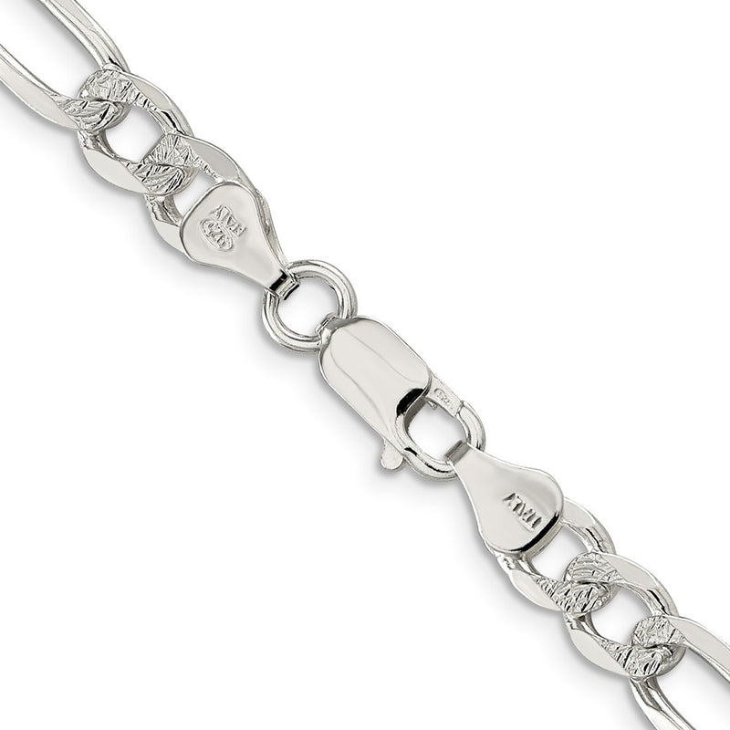 Sterling Silver 7.0mm PavÃ© Flat Figaro Chain