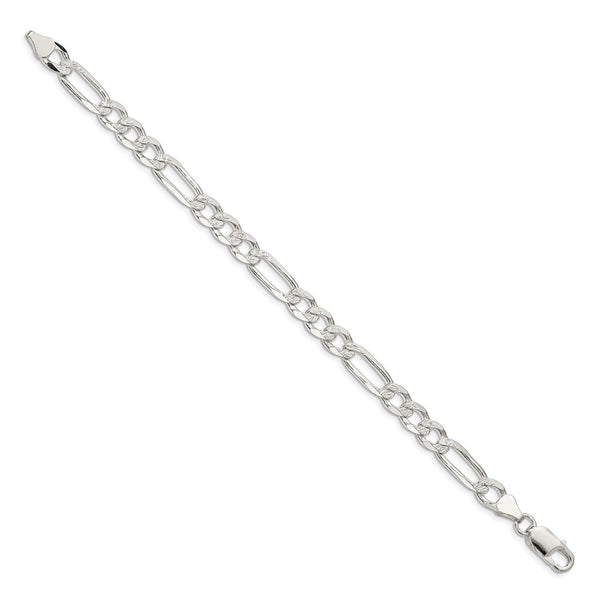 Sterling Silver 7.0mm PavÃ© Flat Figaro Chain