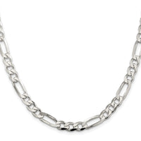 Sterling Silver Rhodium-plated 6.75mm PavÃ© Flat Figaro Chain