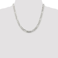 Sterling Silver Rhodium-plated 6.75mm PavÃ© Flat Figaro Chain