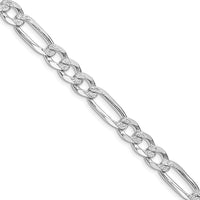 Sterling Silver Rhodium-plated 6.75mm PavÃ© Flat Figaro Chain