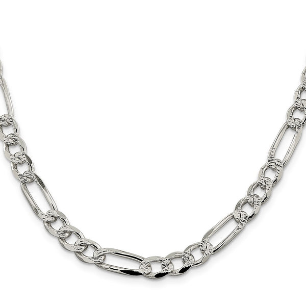 Sterling Silver 7.25mm PavÃ© Flat Figaro Chain
