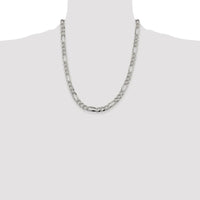 Sterling Silver Rhodium-plated 7.25mm PavÃ© Flat Figaro Chain