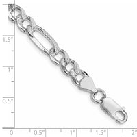 Sterling Silver Rhodium-plated 7.25mm PavÃ© Flat Figaro Chain