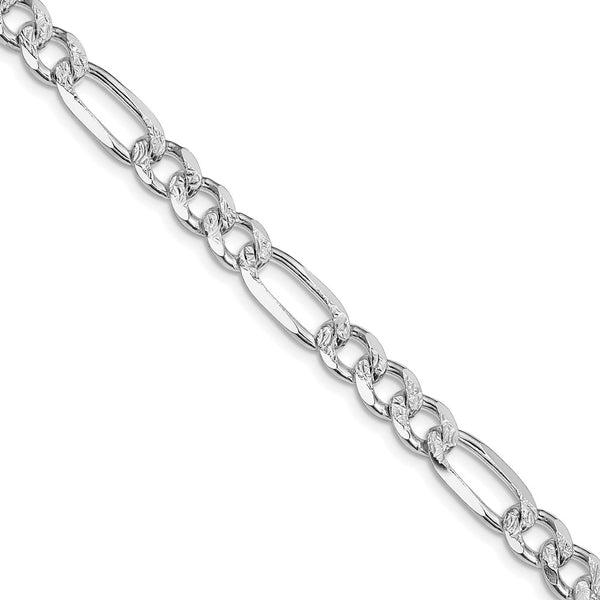 Sterling Silver Rhodium-plated 7.25mm PavÃ© Flat Figaro Chain