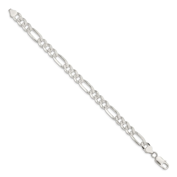 Sterling Silver 8mm PavÃ© Flat Figaro Chain