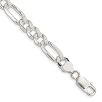 Sterling Silver 8mm PavÃ© Flat Figaro Chain