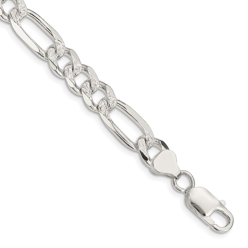 Sterling Silver 8mm PavÃ© Flat Figaro Chain