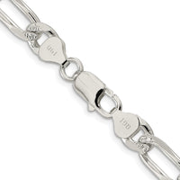 Sterling Silver Rhodium-plated 8mm PavÃ© Flat Figaro Chain
