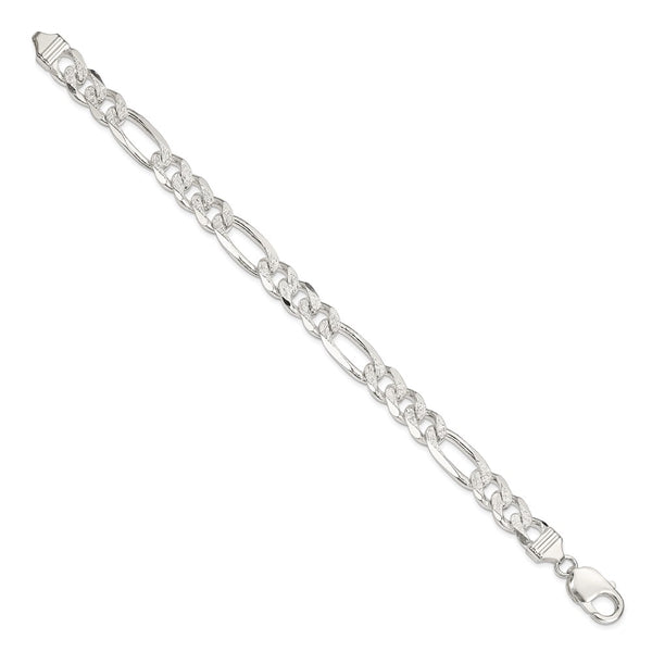 Sterling Silver 9.5mm PavÃ© Flat Figaro Chain