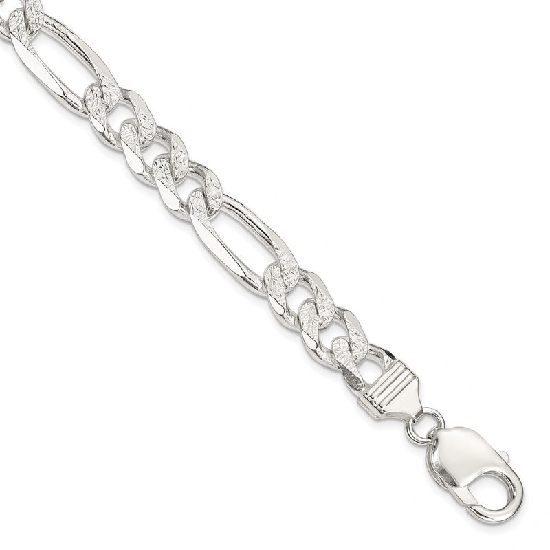 Sterling Silver 9.5mm PavÃ© Flat Figaro Chain