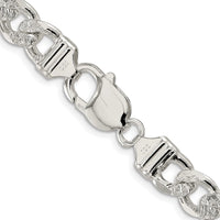 Sterling Silver Rhodium-plated 9.5mm PavÃ© Flat Figaro Chain