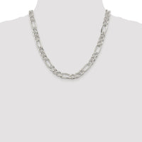 Sterling Silver Rhodium-plated 9.5mm PavÃ© Flat Figaro Chain