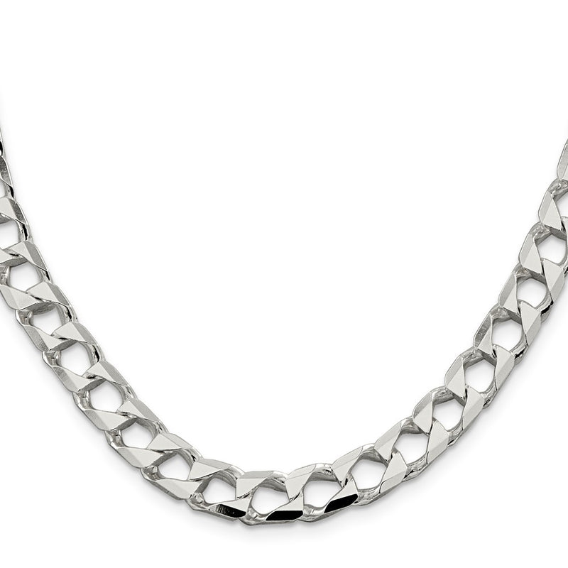 Sterling Silver 8.6mm D/C Square Curb Chain