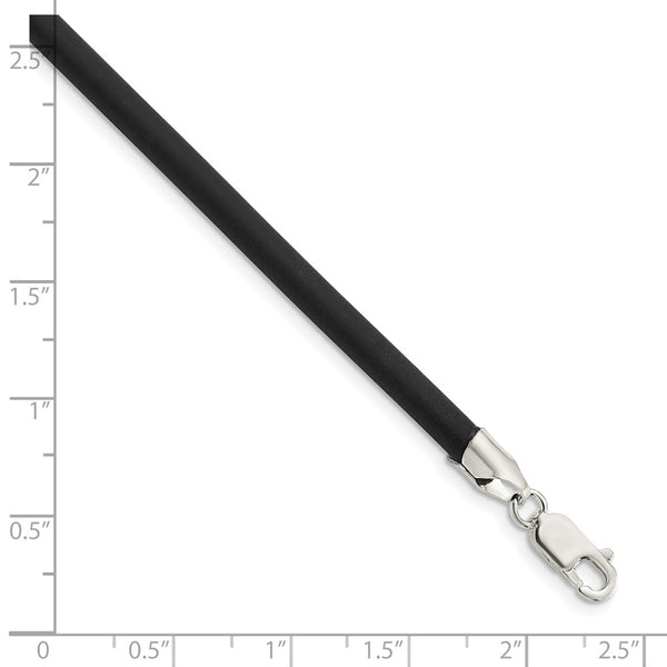 Sterling Silver 20inch 4mm Black Rubber Cord Necklace