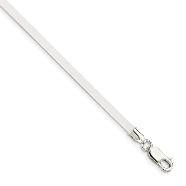 Sterling Silver 16inch 3mm Frosted Clear Rubber Cord Necklace