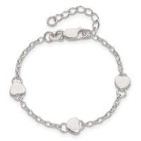 Sterling Silver Heart Childs 6 Inch Plus 1 Inch Ext. Bracelet