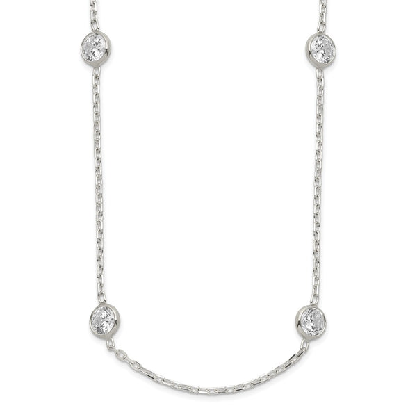 Sterling Silver 20 Inch w/2 in ext. 10-Station CZ Necklace