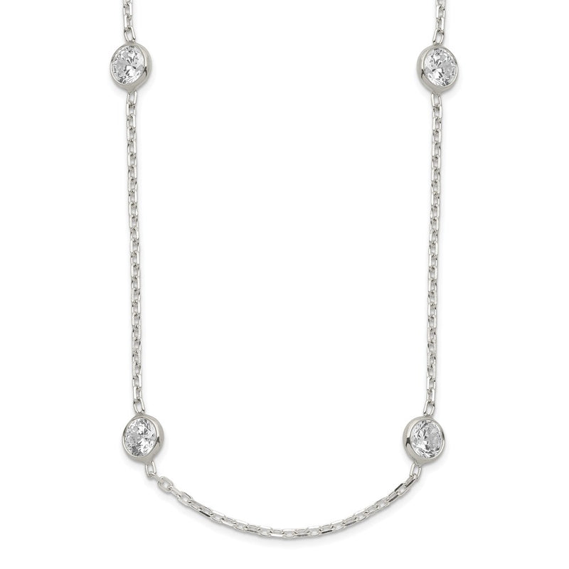 Sterling Silver 20 Inch w/2 in ext. 10-Station CZ Necklace
