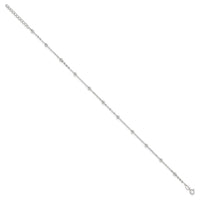 Sterling Silver 1mm Beaded Chain 10in Plus 1in ext. Anklet