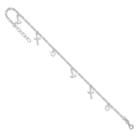 Sterling Silver Cross Heart and Anchor 9in Plus 1in ext Anklet
