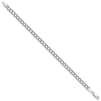 Sterling Silver Amore La Vita Rhod-pl 6mm Double Link Charm Bracelet