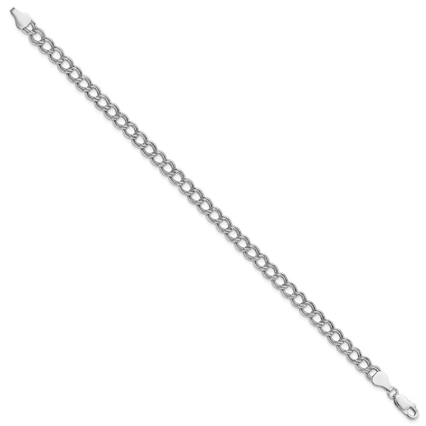 Sterling Silver Amore La Vita Rhod-pl 6mm Double Link Charm Bracelet