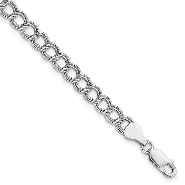 Sterling Silver Amore La Vita Rhod-pl 6mm Double Link Charm Bracelet