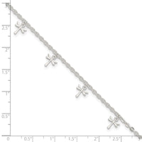 Sterling Silver Polished Dragonfly 9in Plus 1in Ext. Anklet