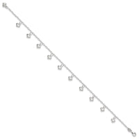 Sterling Silver Polished Puffed Heart Anklet