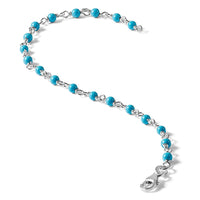 Sterling Silver Genuine Turquoise Bead Polished Bracelet