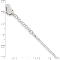Sterling Silver Polished Heart 9in Plus 1in Ext. Anklet