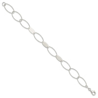Sterling Silver Polished and Textured Oval Link Bracelet