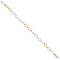 Sterling Silver Polished Flash Gold Infinity Symbol Bracelet
