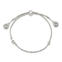 Sterling Silver Antiqued Filigree Drops Adjustable Bracelet
