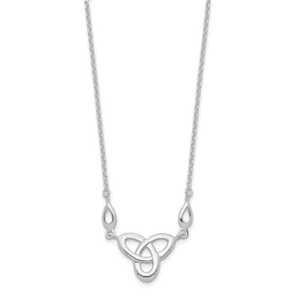 Sterling Silver Rhodium-plated Celtic Knot w/1.5in Ext Necklace