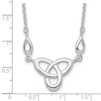 Sterling Silver Rhodium-plated Celtic Knot w/1.5in Ext Necklace