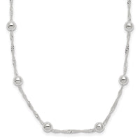 Sterling Silver Polished Beaded 16in Necklace