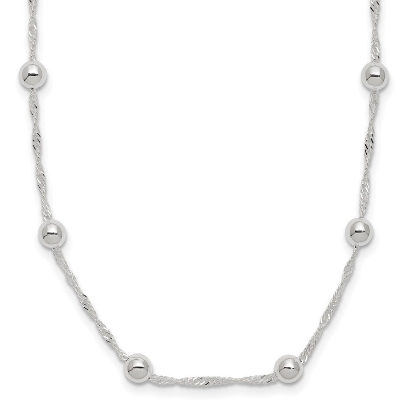 Sterling Silver Polished Beaded 16in Necklace