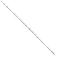 Sterling Silver Polished Beaded 2-strand 9 inch Plus 1 inch ext. Anklet