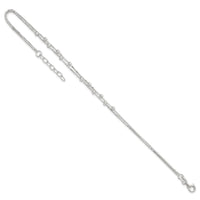 Sterling Silver Polished Beaded 2-strand 9 inch Plus 1 inch ext. Anklet