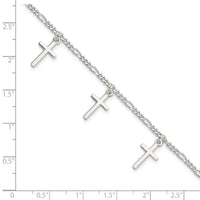 Sterling Silver Polished Cross 7.5in Bracelet