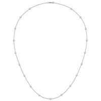 Sterling Silver Rhodium-plated 16-Station CZ Polished Necklace