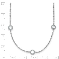 Sterling Silver Rhodium-plated 16-Station CZ Polished Necklace