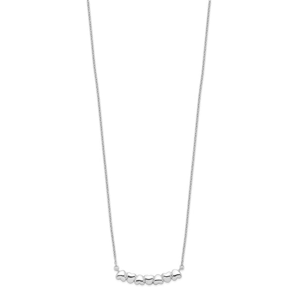 Sterling Silver Rhodium-plated w/2in ext Heart Bar Necklace