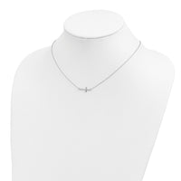 Sterling Silver Rhodium-plated w/ 2in ext. Sideways Cross Necklace