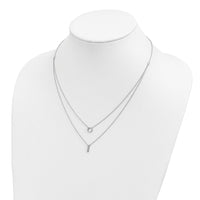 Sterling Silver Rhodium-plated CZ 2-Strand Necklace