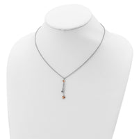 Sterling Silver RH-plated Rose gold-plated Heart 1.5in ext.Necklace