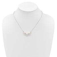Sterling Silver Rhodium-plated CZ Bead/FWC Pearl w/ 2in ext. Necklace